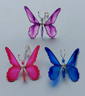 Plastic Butterfly Magnets 3 Asst