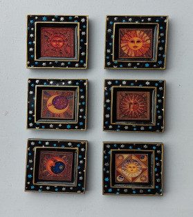 Sun/Moon Square Magnets 6 Asst