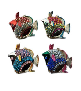Gold/Gemstone Fish Magnets 4 Asst