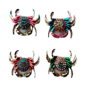 Gold/Gemstone Crab Magnets 4 Asst