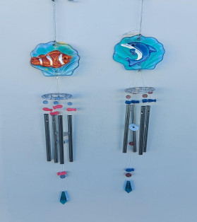 Glass Dolphin/Fish Wind Chime 2 Asst
