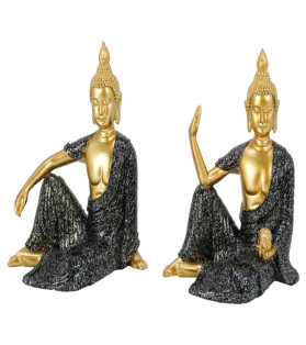 12cm Sitting Buddha with Black Robe 2 Asst
