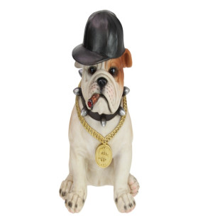 35cm Gangster Sitting Bull Dog With Gold Chains