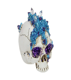 10cm Skull With Purple Crystals