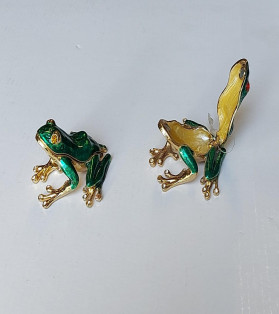 Gemstone Frog Jewelry Pewter Box