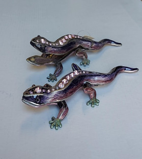 15cm Gemstone Lizard Pewter Box