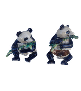 Gemstone Panda Jewelry Pewter Box