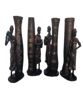 African Lady Wooden Vase 16cm