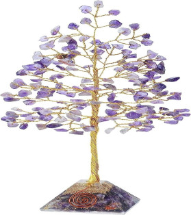 Amethyst Tree 320+ Beads On Orgonite Pyramid Base
