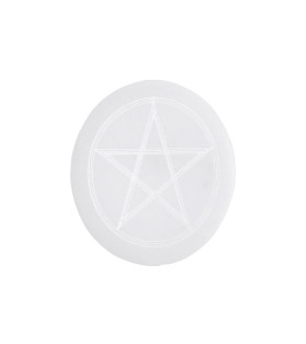 Selenite Plate Pentagram 10cm