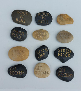 River Stone With Rock Wording 12pc Asstd