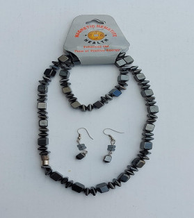 Magnetic Hematite Necklace Bracelet And Earrings Set