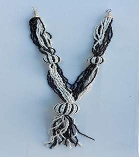 White & Black Beads Multi-String Tribal Necklace
