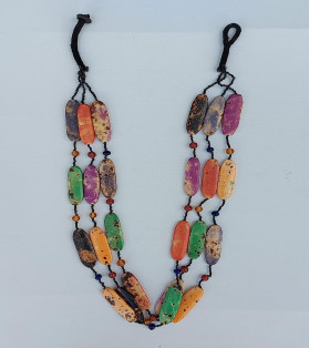 Triple Thread Bohemian Style Multicolor Bead Necklace