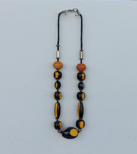 Yellow And Black Bead African Design Necklace