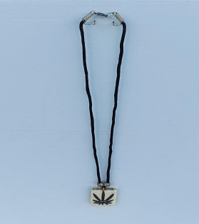 Black Thread Necklace With Bone Leaf Pendant