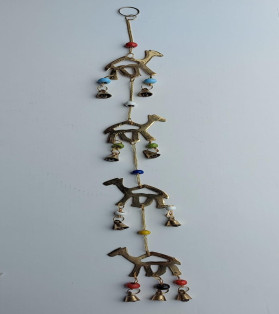 String Of 4 Brass Camel With Beads And Bells