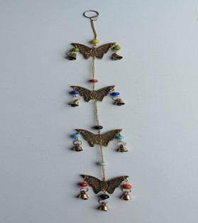 String Of 4 Brass Butterfly With Beads And Bells