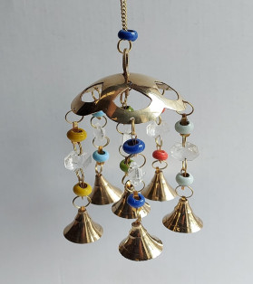 Beaded Gold Brass Bell Wind Chime