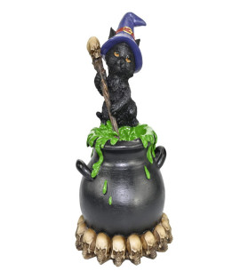 Witch Cat on Magic Cauldron Incense Burner
