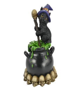 Witch Cat Stirring Magic Cauldron