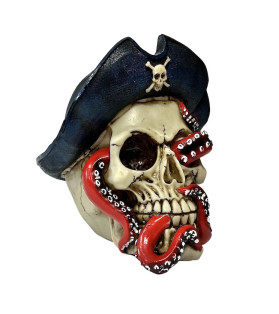 Pirate Captain Skull With Red Octopus