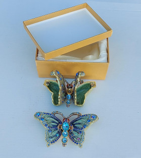 Gemstone Blue Butterfly Pewter Jewel Box