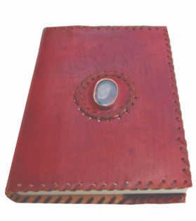 Large Leather Journal With Semi- Precious Stone 9 x 7 Inches