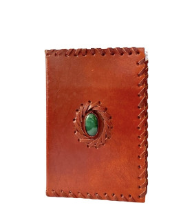 Large Leather Journal With Semi- Precious Stone 4.5 x 6 Inches