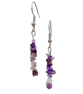 Amethyst Chip Earring Surgical Stainless Steel
