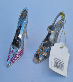 Gemstone Shoe Blue and Pink Ornament