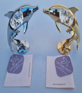 6cm Gold & Chrome Crystal Dolphin