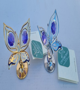 7cm Gold And Chrome Crystal Butterfly