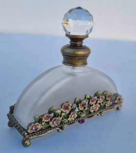 Perfume Bottle With Crystal Ball Frosted White