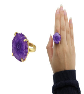 Purple Geode Adjustable Ring