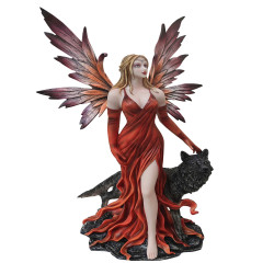 64cm Large Red Fairy With Wolf