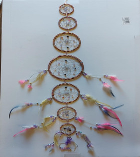 String Of 7 Dream catchers With Beads And Feathers