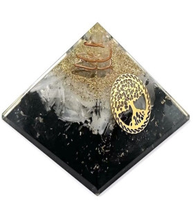 Small Black Tourmaline & Selenite Orgonite Pyramid 5.5cm