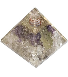 Small Amethyst & Clear Quartz Orgonite Pyramid 5.5cm