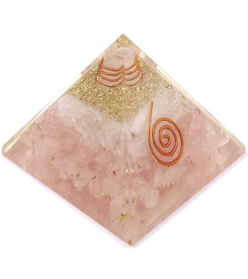 Small Rose Quartz & Selenite Orgonite Pyramid 5.5cm
