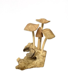 Small Wooden Mushroom Sculpture