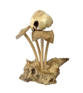 Medium Wooden Mushroom Sculpture
