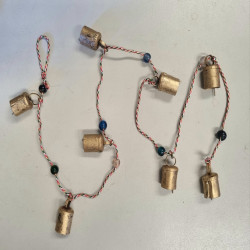 String Of 8 Iron Bells With Beads
