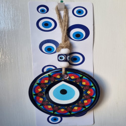Evil Eye Heavy Glass Round Hanging Multicolor
