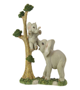 18cm Elephant Mother & Baby in Tree