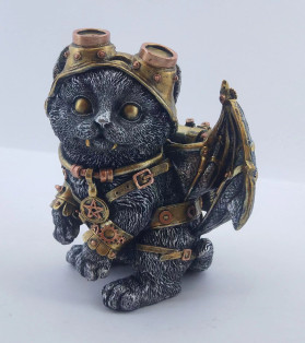 16.5cm Steampunk Witch Cat With Wing