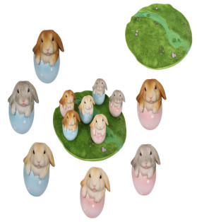 Rabbits in Egg & Garden Base Display Pack