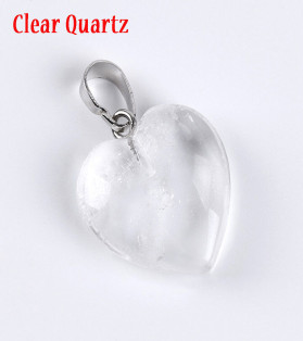 20mm Clear Quartz Heart Pendant