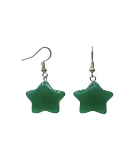 Green Agate Star Surgical Steel Earring
