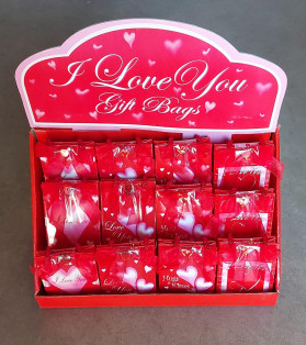 Red Love Heart Gift Bag 4 Asstd